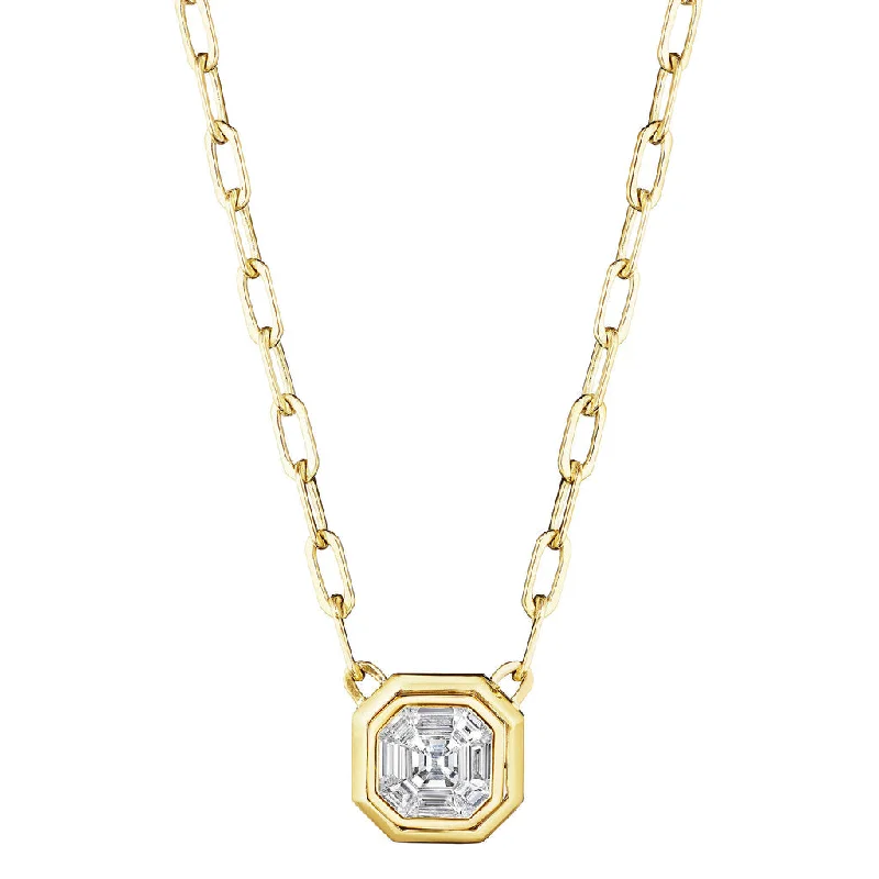 unique pendant necklaces for women -Beveled Asscher Illusion Necklace