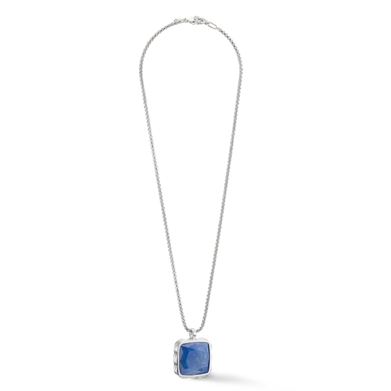 pearl pendant necklaces for women -Necklace Amulet Spikes Square Aventurine silver-blue