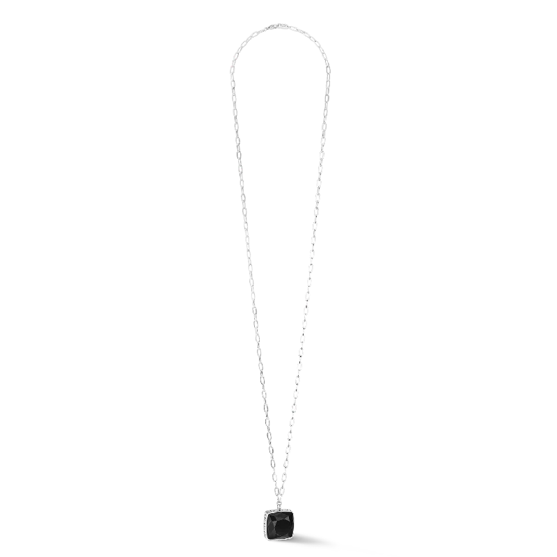 simple silver chain necklaces -Necklace OE Amulet Square Onyx silver-black