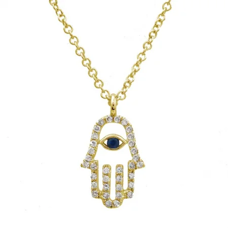 simple gold necklaces with charms -NOA HAMSA PENDANT NECKLACE