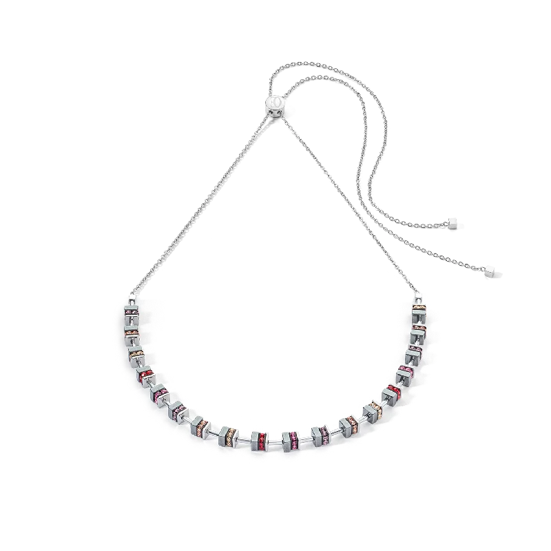 chunky gold pendants -Sparkling Classic Chain necklace silver-red