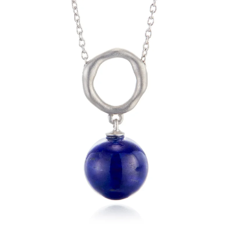 luxury silver necklaces for women -Lapis Circle Necklace