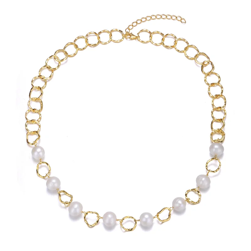 gold necklaces with unique pendants -Brigitte Golden Pearl Midi Round Necklace