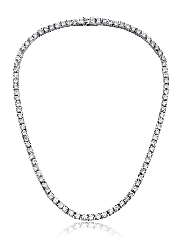 silver necklaces for kids -Sterling Silver Cubic Zirconia 3MM Tennis Necklace