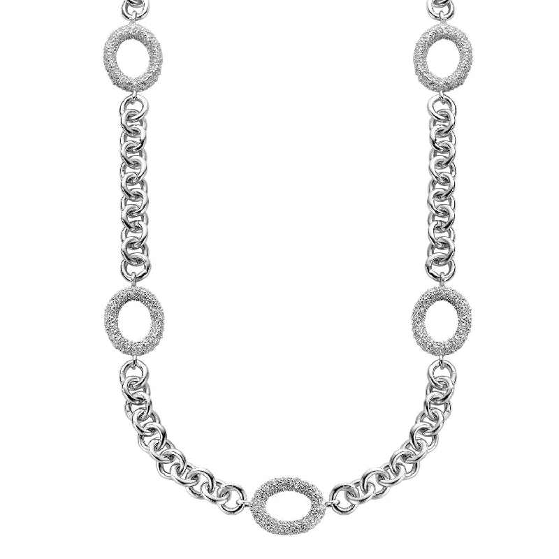 affordable diamond pendant necklaces -Pompidou Chunky Oval CZ Chain Necklace