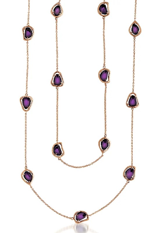 vintage gemstone necklaces -Aurore Purple Stones Necklace