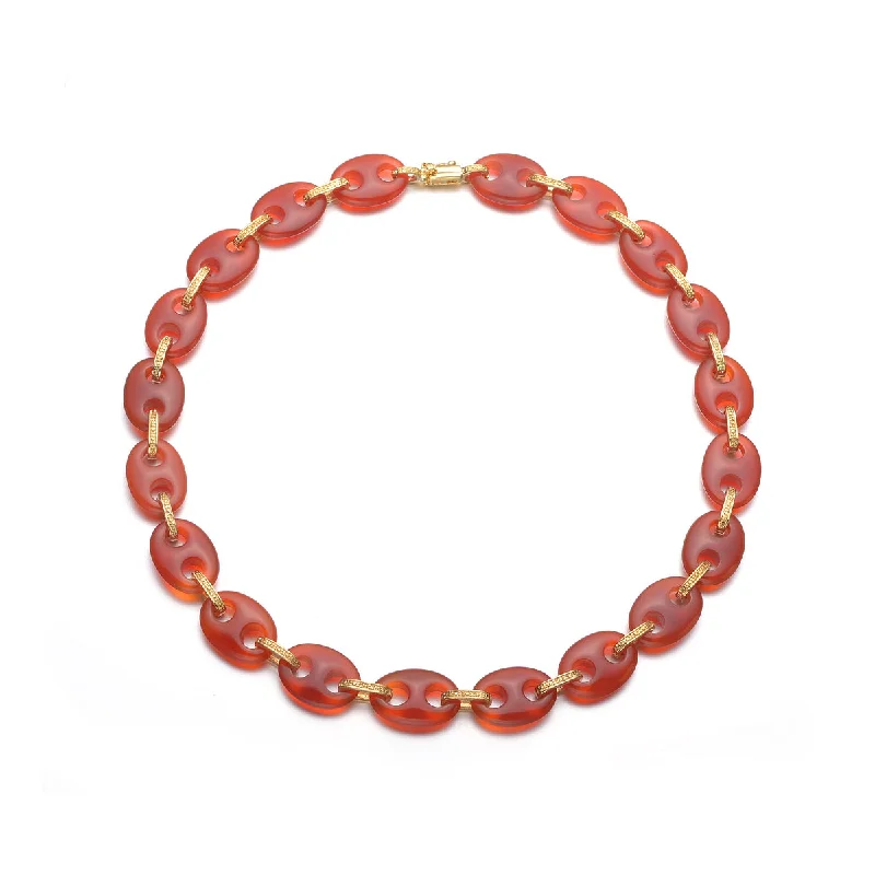 luxury gold chain necklaces -Aurore Red Stone Necklace