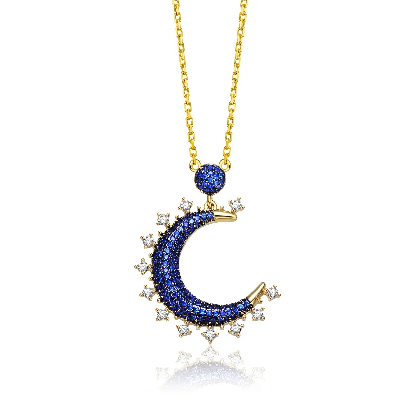 vintage pendant necklaces for men -La Lune Golden Moon Necklace