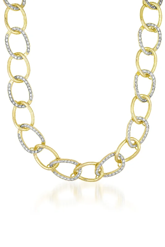 romantic gold necklaces for couples -Pompidou Dual Golden and CZ Midi Chain Necklace