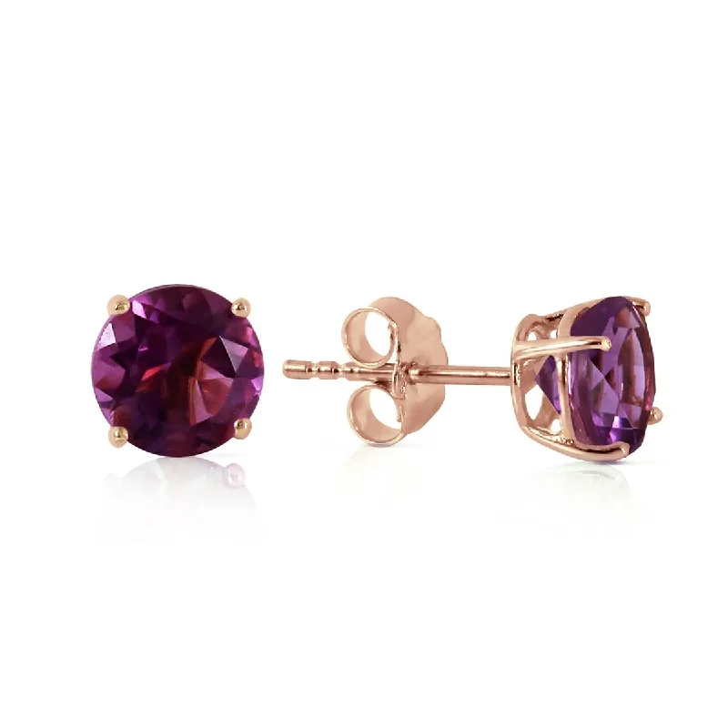 elegant chandelier earrings for brides -0.95 Carat 14K Solid Rose Gold Petite Amethyst Stud Earrings