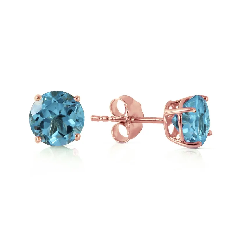 personalized hoop earrings with initials -0.95 Carat 14K Solid Rose Gold Petite Blue Topaz Stud Earrings