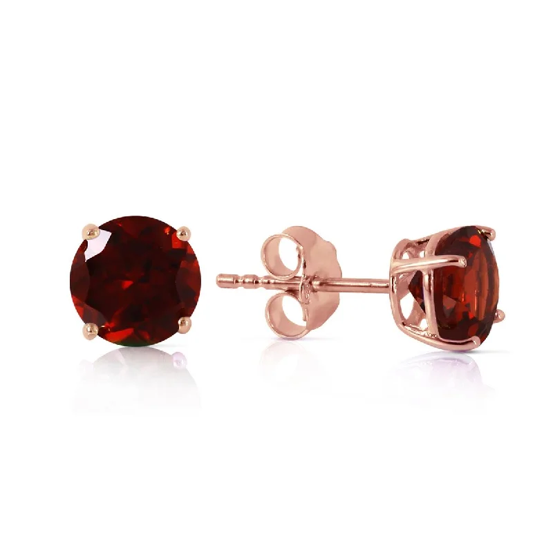 sterling silver earrings with ruby stones -0.95 Carat 14K Solid Rose Gold Petite Garnet Stud Earrings