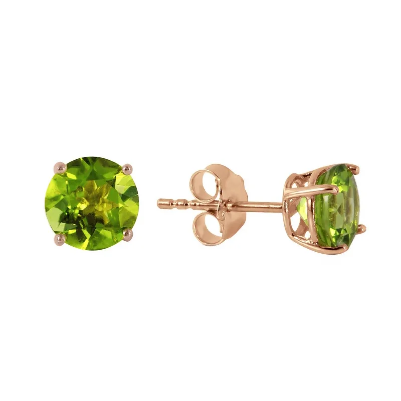 elegant hoop earrings for special occasions -0.95 Carat 14K Solid Rose Gold Petite Peridot Stud Earrings