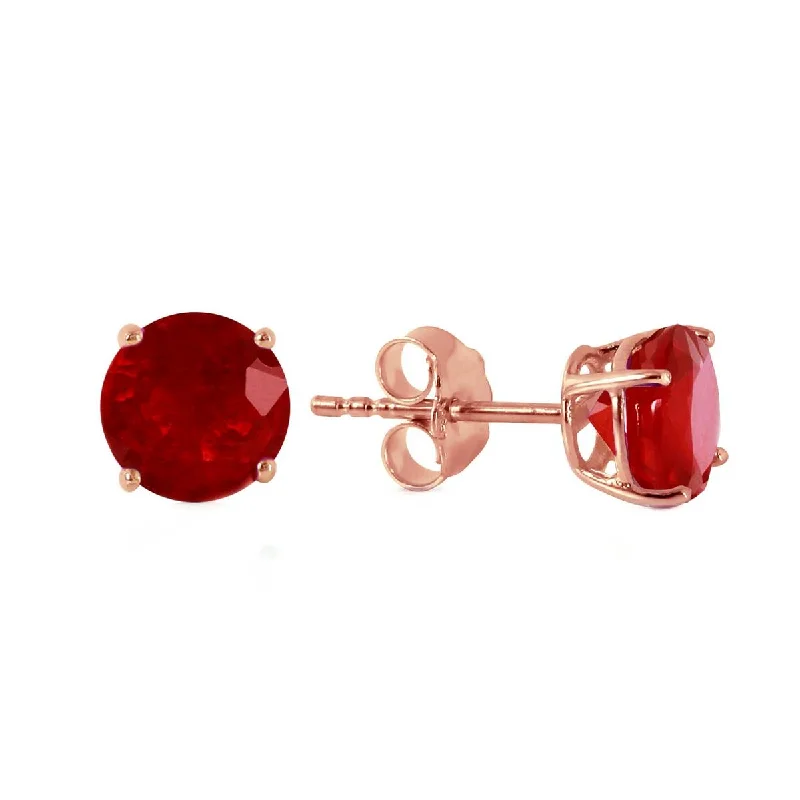 unique gemstone earrings for casual wear -0.95 Carat 14K Solid Rose Gold Petite Ruby Stud Earrings