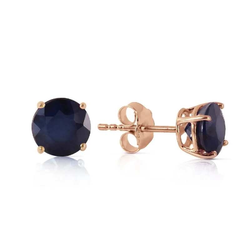 custom gemstone earrings for brides -0.95 Carat 14K Solid Rose Gold Petite Sapphire Stud Earrings