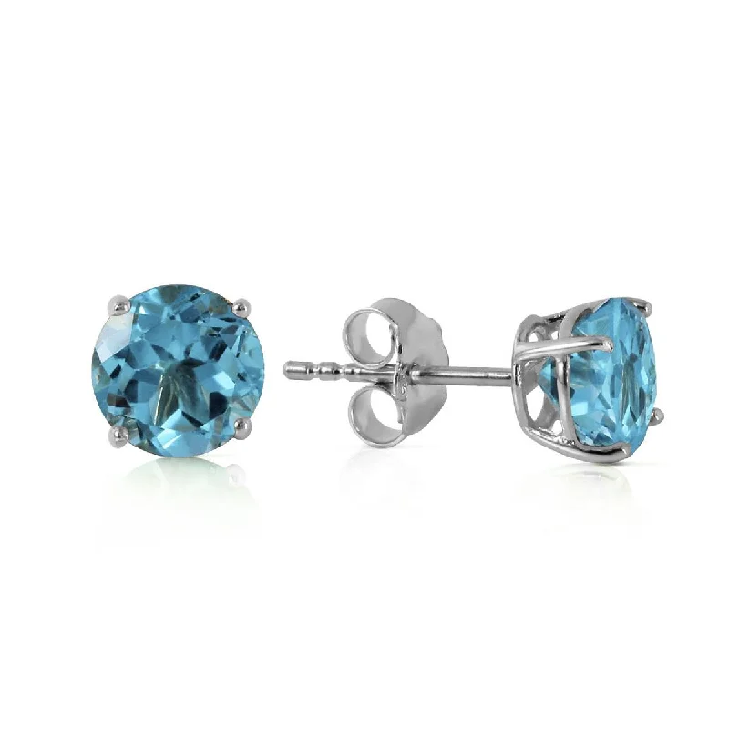 statement gold earrings for formal wear -0.95 Carat 14K Solid White Gold Welcome Light Blue Topaz Earrings