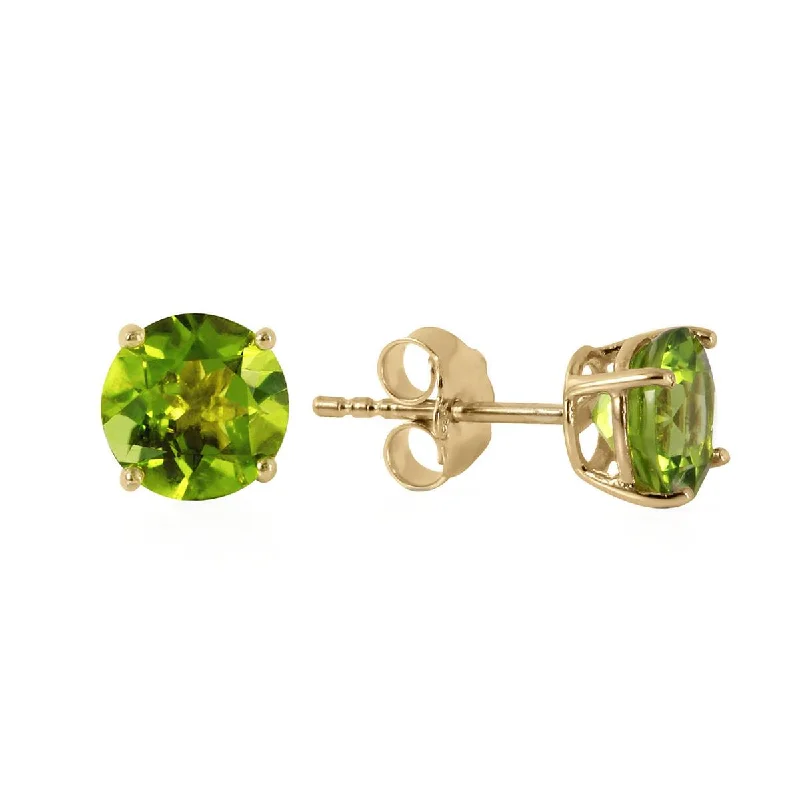 personalized earrings with crystals for weddings -0.95 Carat 14K Solid Yellow Gold Fire And Determination Peridot Earrings