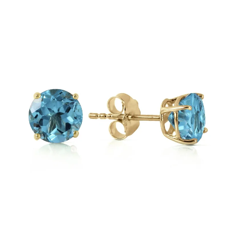 gold earrings with garnet stones -0.95 Carat 14K Solid Yellow Gold Honored Guest Blue Topaz Earrings