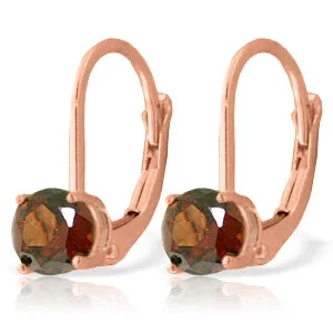 stylish stud earrings with crystals -1.2 Carat 14K Solid Rose Gold Garnet Solitaire Earrings