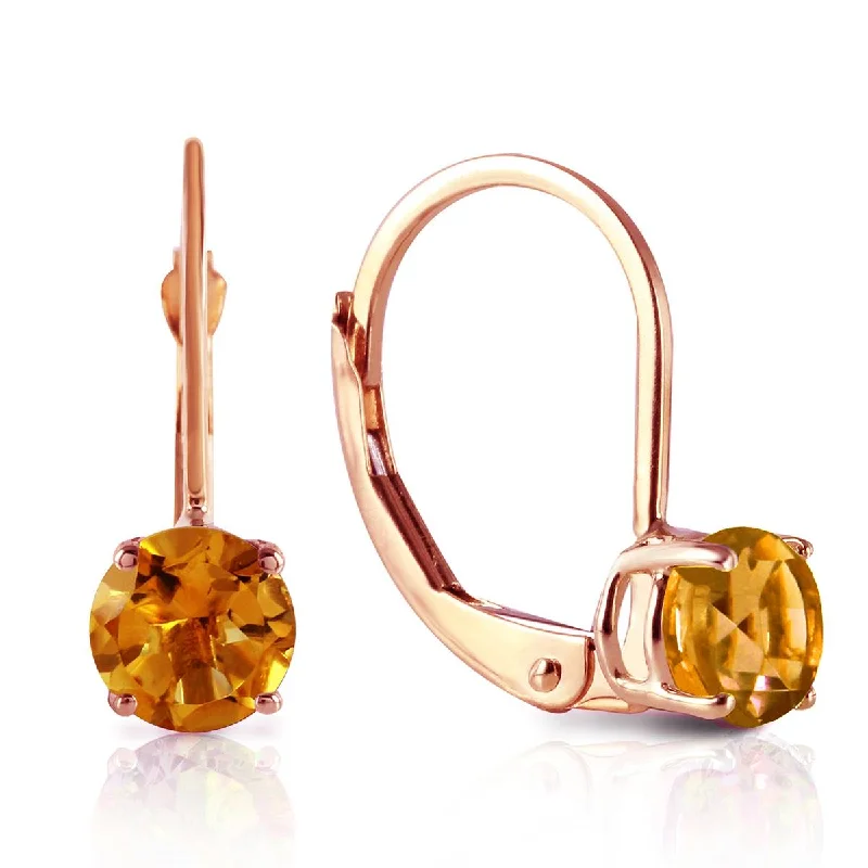 trendy drop earrings with sapphires -1.2 Carat 14K Solid Rose Gold Solitaire Citrine Earrings