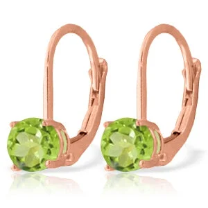 fashion earrings with birthstones -1.2 Carat 14K Solid Rose Gold Solitaire Peridot Earrings