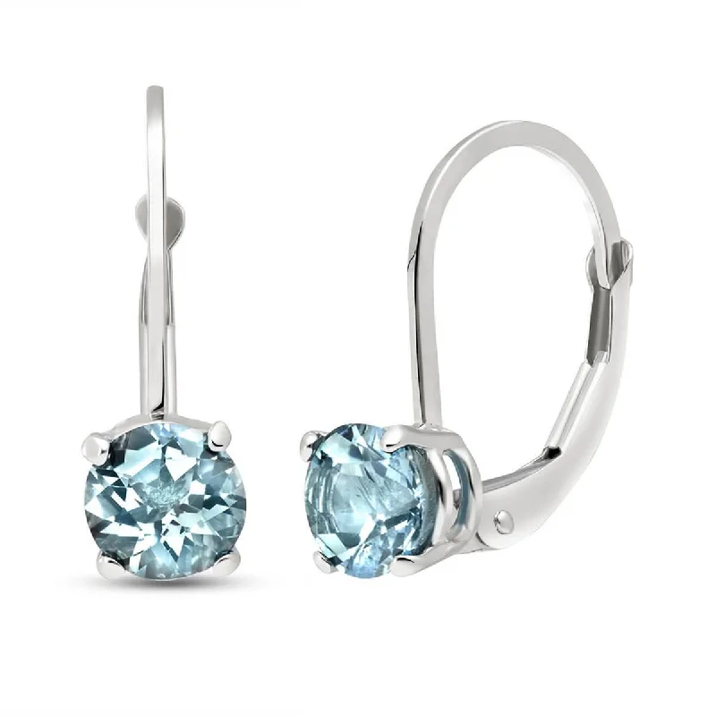 luxury hoop earrings for brides -1.2 Carat 14K Solid White Gold Adventure Partner Aquamarine Earrings