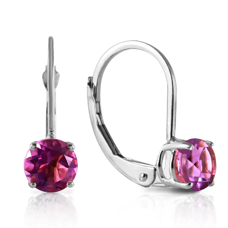 elegant silver earrings with pearls -1.2 Carat 14K Solid White Gold Being Yourself Amethyst Earrings