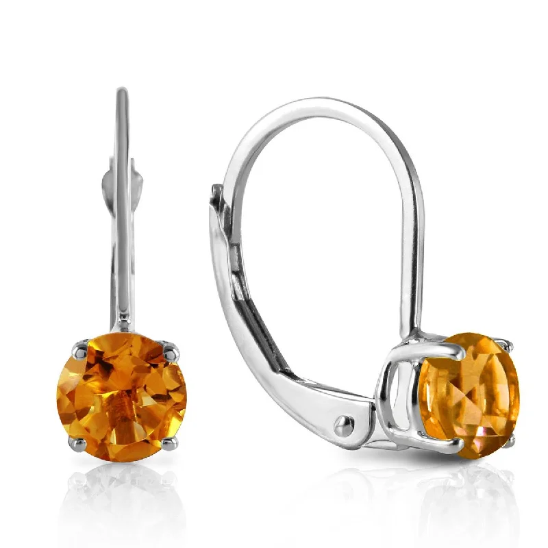 luxurious gold earrings with rubies -1.2 Carat 14K Solid White Gold Mending Fences Citrine Earrings