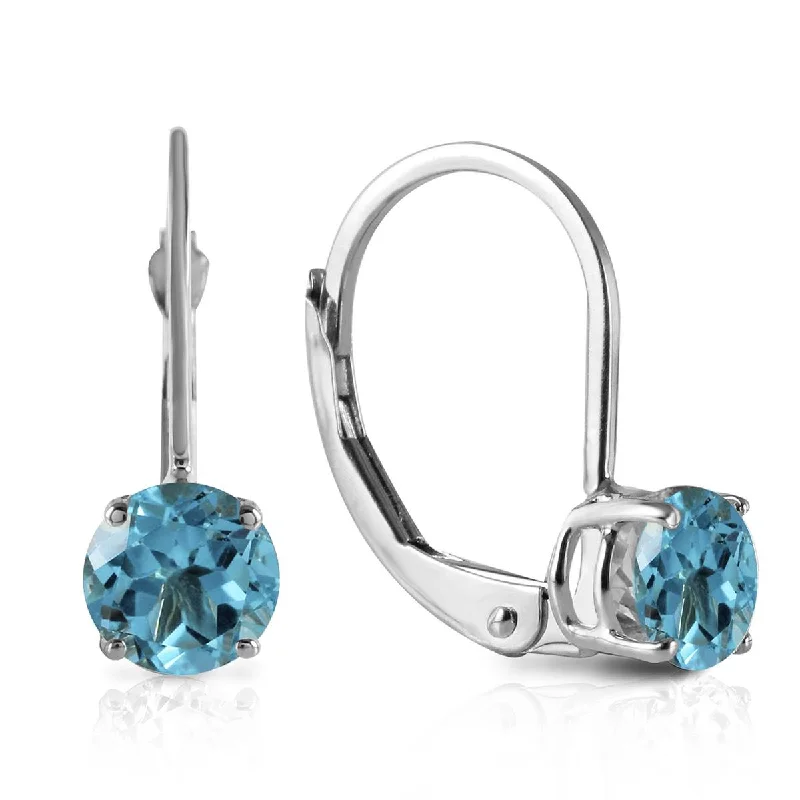 statement silver earrings with diamonds -1.2 Carat 14K Solid White Gold Pay Attention Blue Topaz Earrings