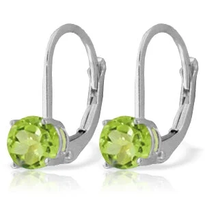 silver earrings with citrine stones for weddings -1.2 Carat 14K Solid White Gold Wet Grass Peridot Earrings