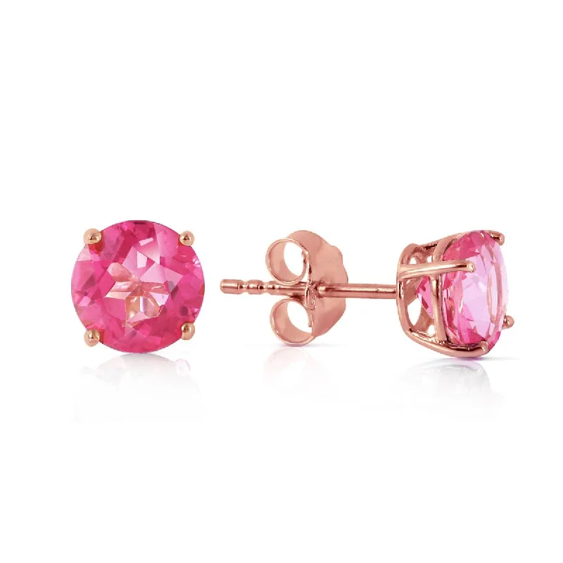 pearl earrings with diamond accents -1.3 Carat 14K Solid Rose Gold Spotlight Pink Topaz Stud Earrings