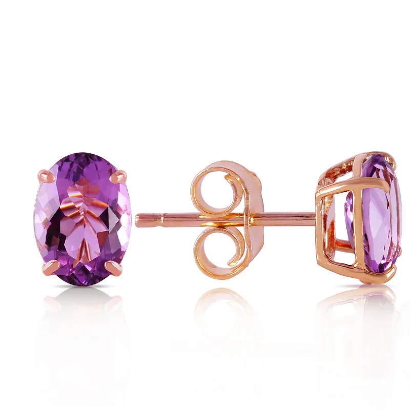 luxury silver earrings with sapphires -1.8 Carat 14K Solid Rose Gold Panache Amethyst Stud Earrings