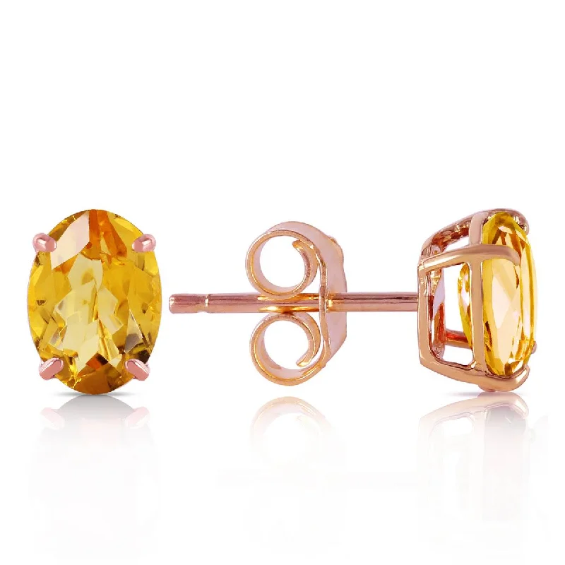 custom earrings for bridesmaids -1.8 Carat 14K Solid Rose Gold Panache Citrine Stud Earrings