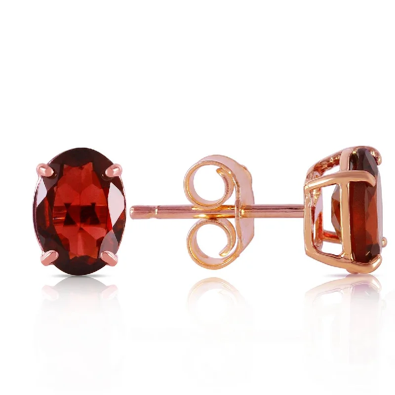 simple gold earrings for weddings -1.8 Carat 14K Solid Rose Gold Panache Garnet Stud Earrings