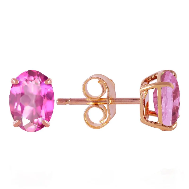 silver earrings with rubies for weddings -1.8 Carat 14K Solid Rose Gold Panache Pink Topaz Stud Earrings