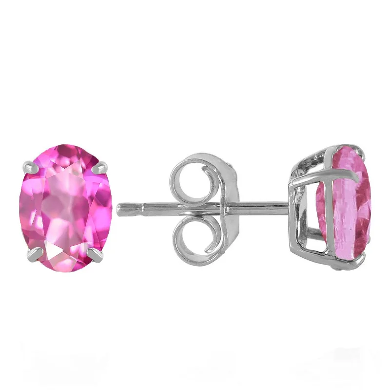 fashionable earrings with sapphires -1.8 Carat 14K Solid White Gold Ah Those Eyes Pink Topaz Earrings