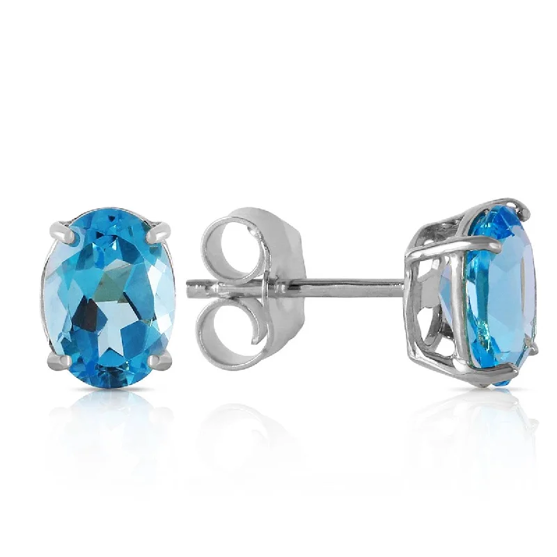 unique earrings for every occasion -1.8 Carat 14K Solid White Gold Once Again Blue Topaz Earrings