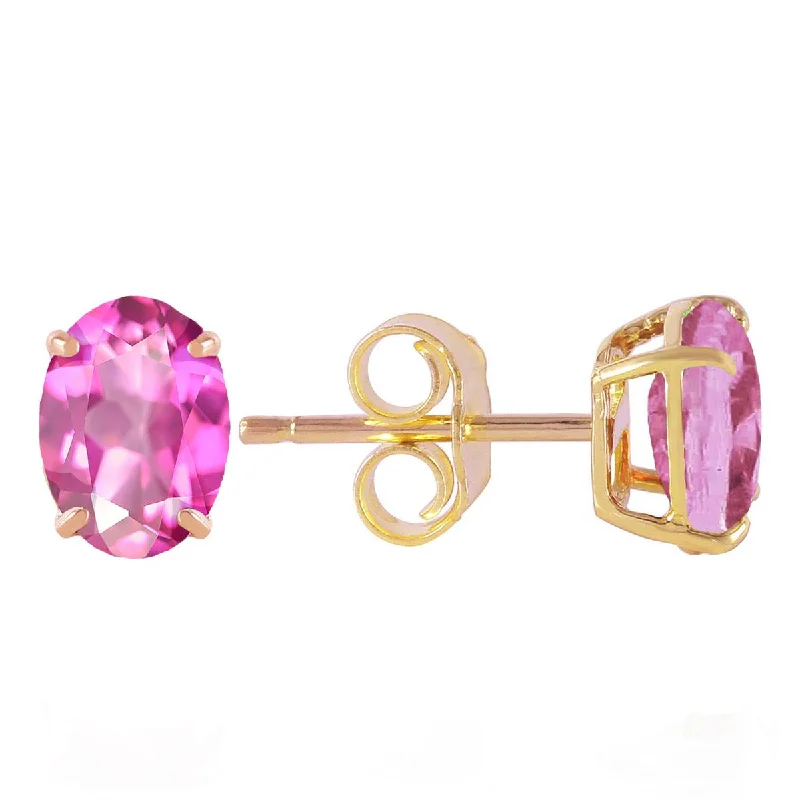 luxury silver earrings with crystals -1.8 Carat 14K Solid Yellow Gold Falling In Love Again Pink Topaz Earrings