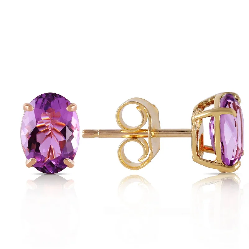 elegant hoop earrings with colored gemstones -1.8 Carat 14K Solid Yellow Gold To Immortality Amethyst Earrings