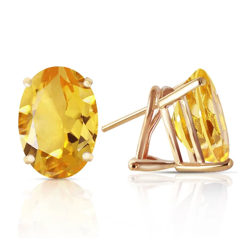 gold earrings with garnet stones for gifts -13 Carat 14K Solid Yellow Gold French Clips Earrings Natural Citrine