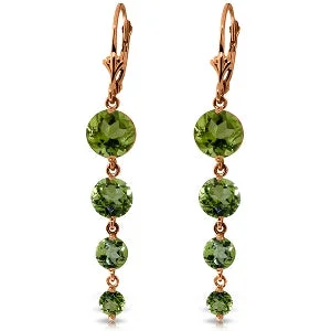 fashionable hoop earrings with pearls -14K Solid Rose Gold Chandelier Natural Peridot Gemstone Earrings