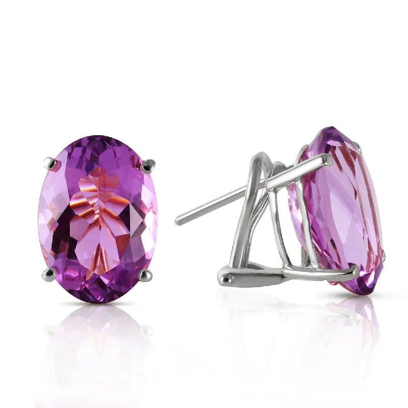 custom earrings with gemstones for gifts -15.1 Carat 14K Solid White Gold French Clips Earrings Natural Amethyst