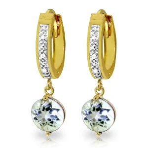 trendy silver drop earrings for bridesmaids -2.28 Carat 14K Solid Yellow Gold Organza Aquamarine Diamond Earrings