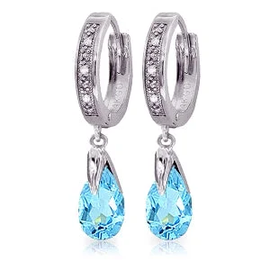 large pearl earrings for weddings -2.53 Carat 14K Solid White Gold I Usually Say Blue Topaz Diamond Earrings