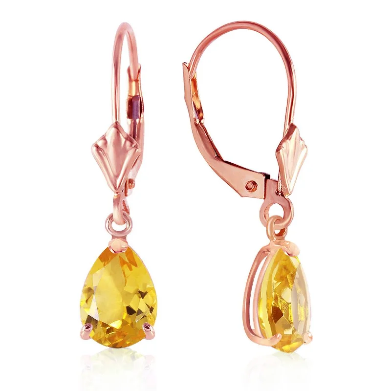 handmade silver earrings with crystals -2.85 Carat 14K Solid Rose Gold Citrine Sunshine Earrings