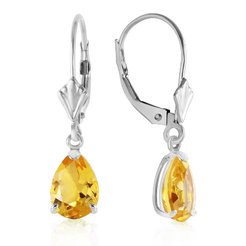 trendy earrings for everyday wear -2.85 Carat 14K Solid White Gold Plunge Through Citrine Earrings