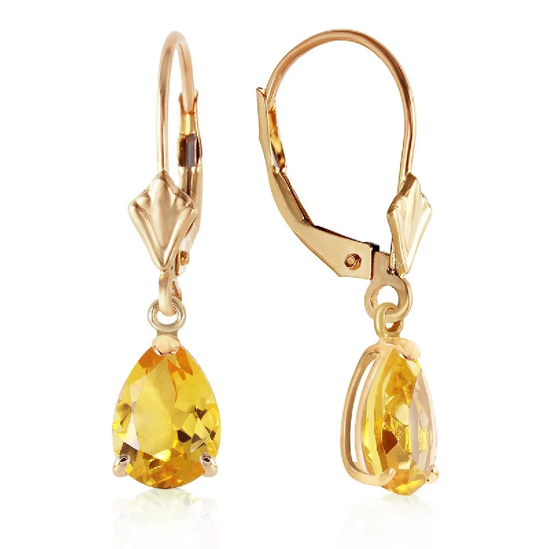 custom hoop earrings with pearls -2.85 Carat 14K Solid Yellow Gold Extravaganza Citrine Earrings