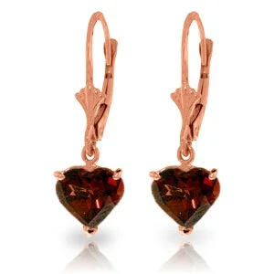 trendy gold earrings with sapphire stones -3.05 Carat 14K Solid Rose Gold Garnet Fire Earrings