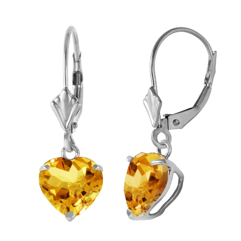 gold earrings with amethyst stones for gifts -3.05 Carat 14K Solid White Gold Discretion Citrine Earrings