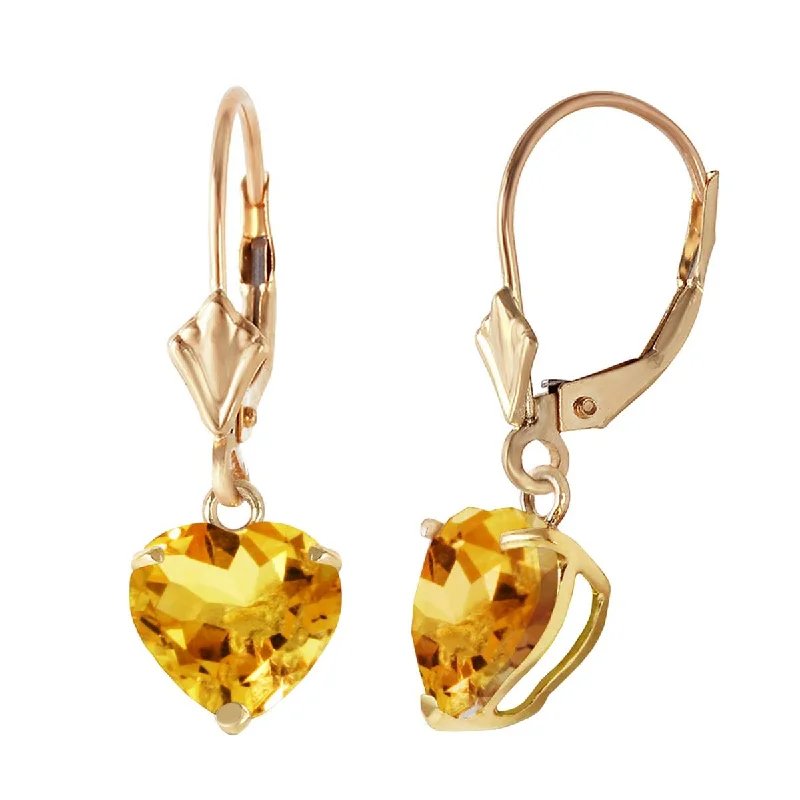 handmade earrings for anniversaries -3.05 Carat 14K Solid Yellow Gold Cupid Citrine Earrings